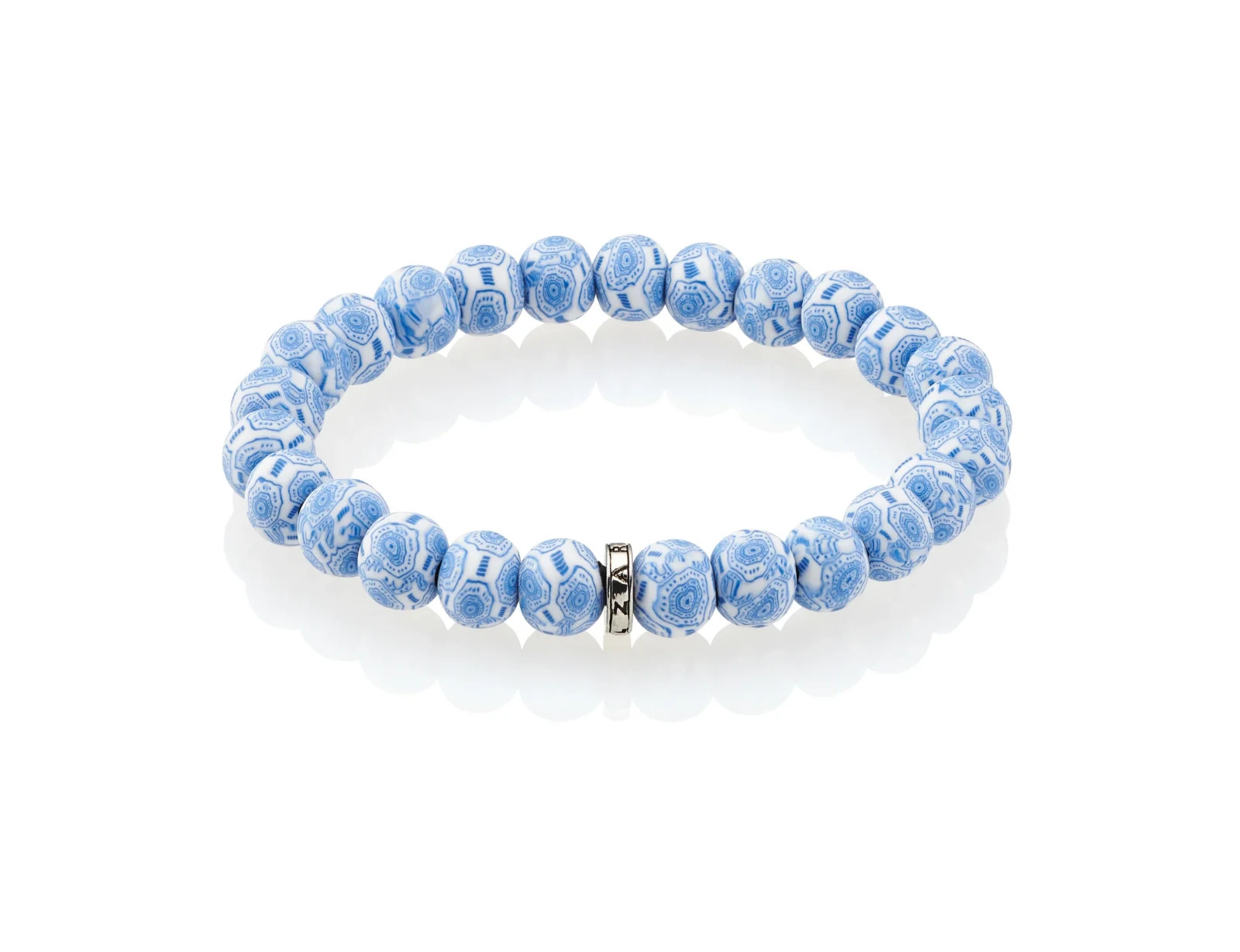 NEW JILZARAH Handmade Clay Beads TURKISH TILE BLUE STACK 8mm Beaded Bracelet
