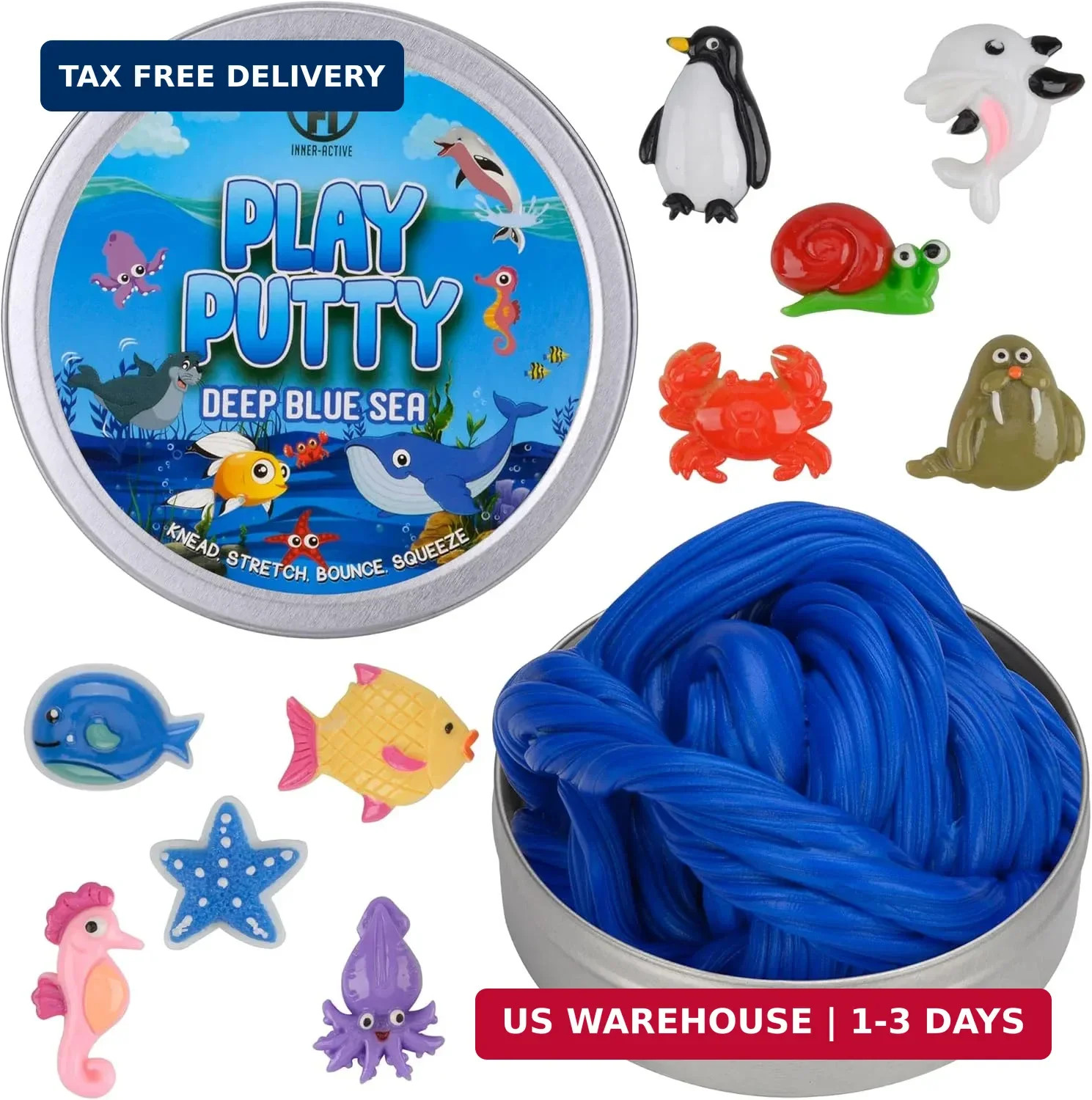 INNER-ACTIVE Play Putty Therapy Putty for Kids with Charms Deep Blue Sea Therapu