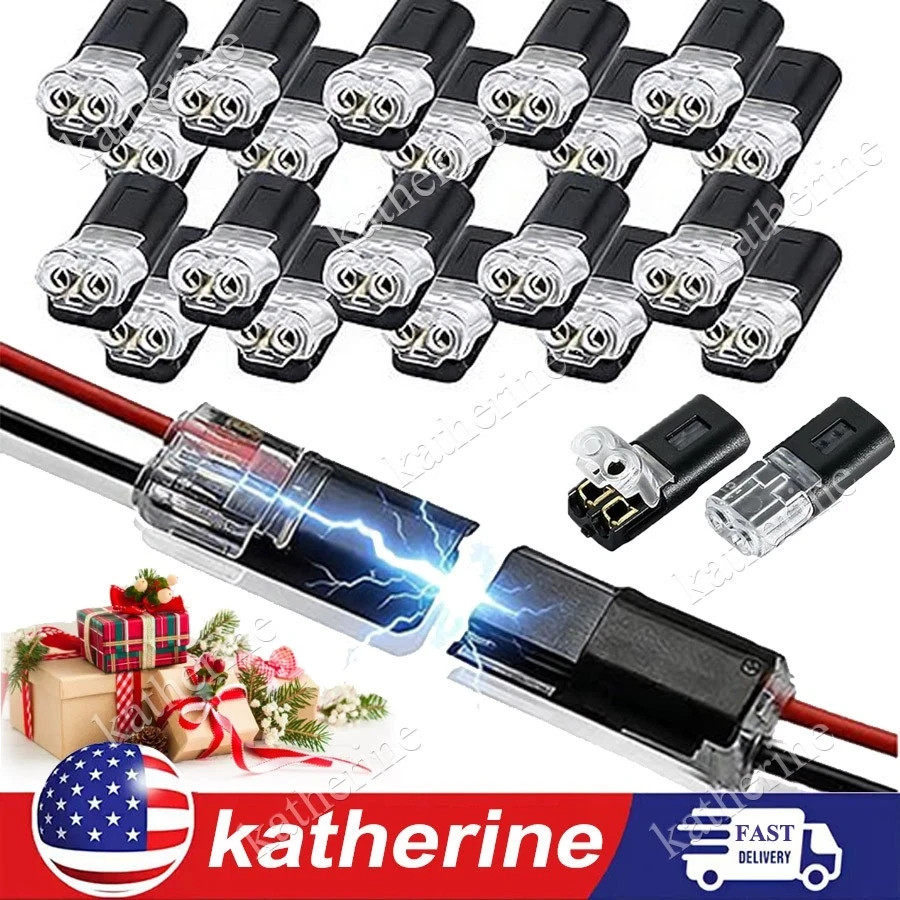 200pcs Double-Wire Plug-in Connector, Cable Clamp with Locking Buckle, AWG 18-22