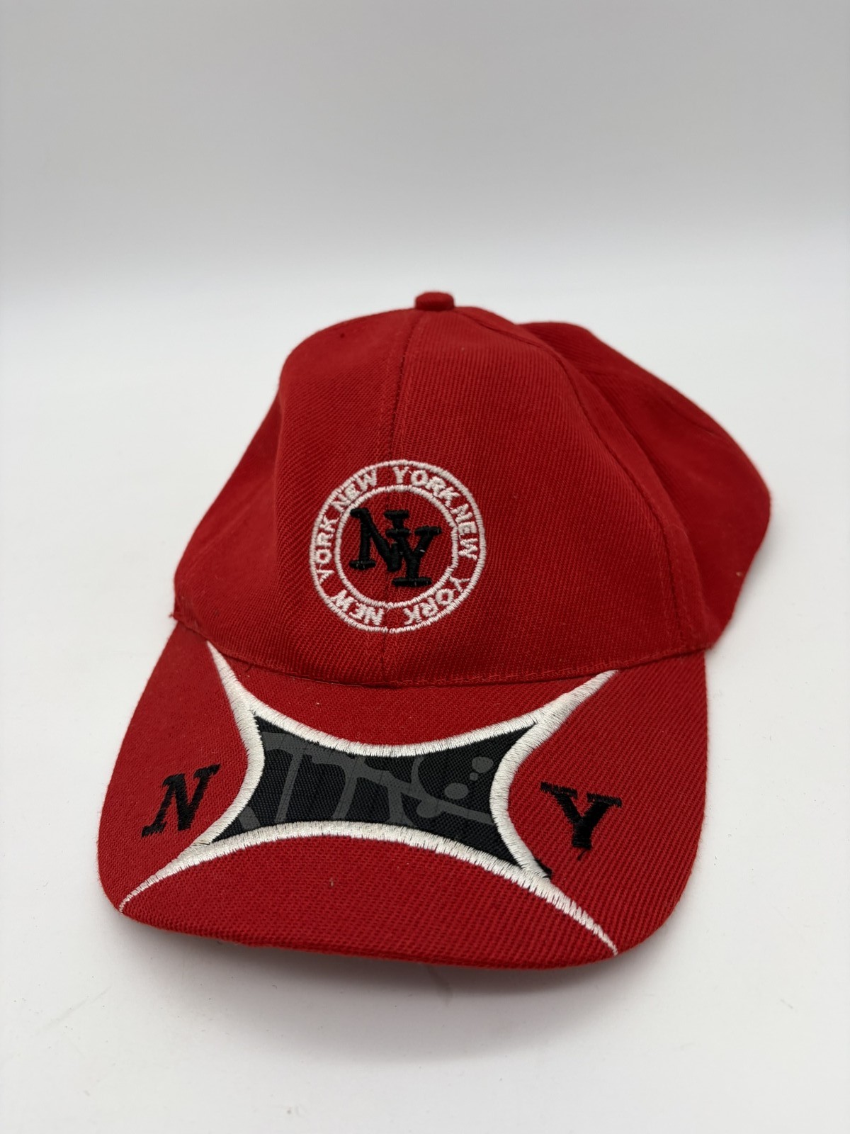 New York NY Red Baseball Cap Used - Good Adjustable Strap H1