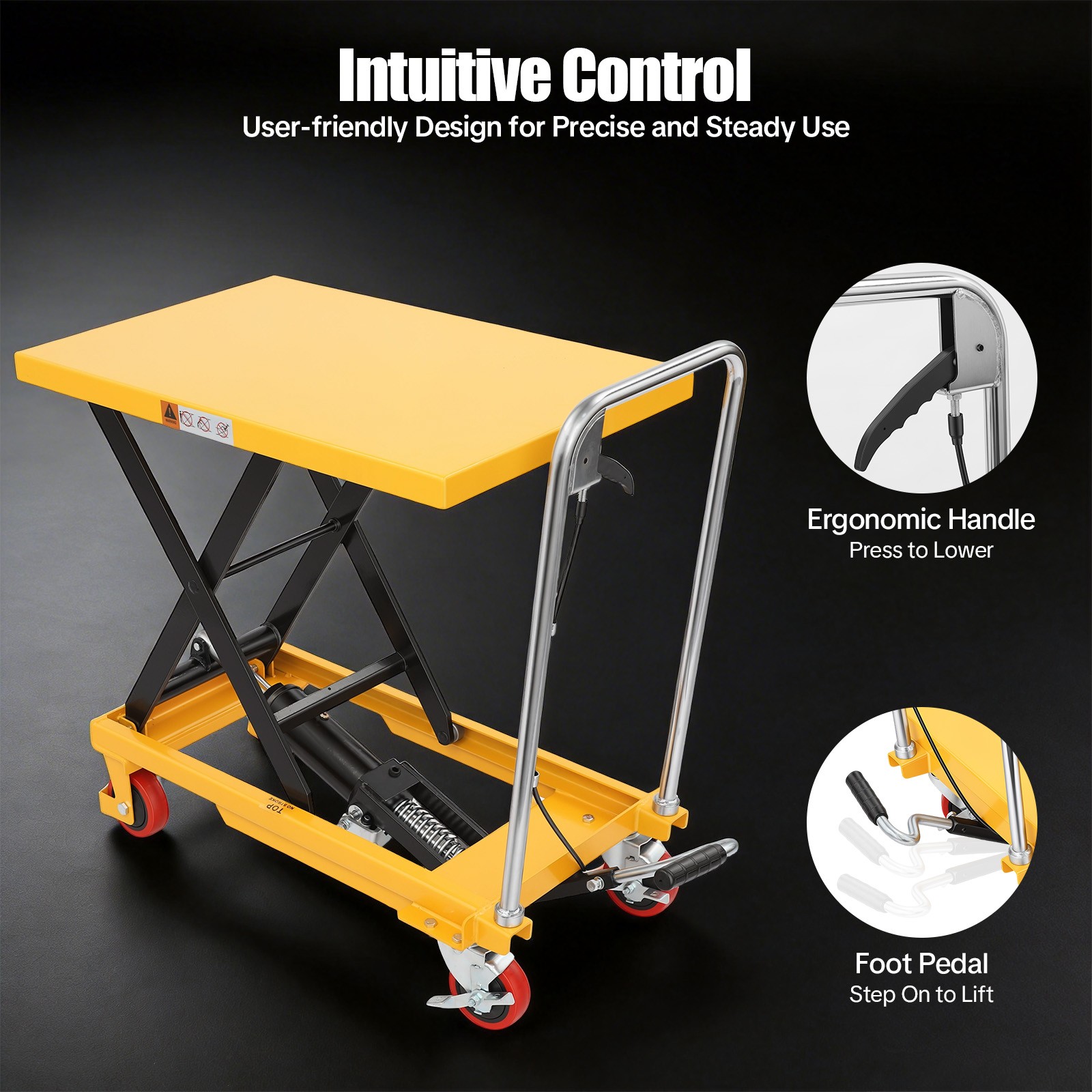 NEW Hydraulic Lift Table Cart 500 lbs Manual Scissor Lift Table 30.5" Orange