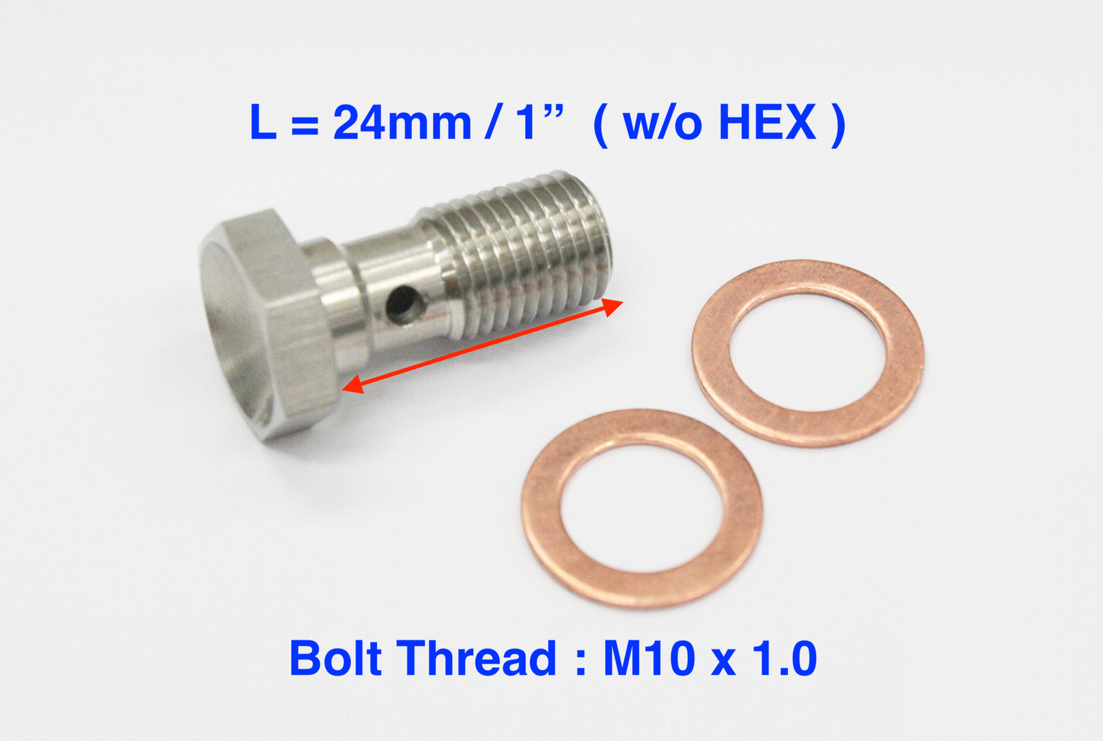 Stainless Steel Banjo Bolt Fittings M10x1.0 24mm Metric Brake Adaptor