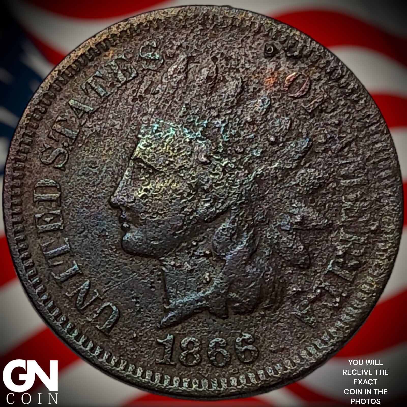 1866 Indian Head Cent Penny X9462