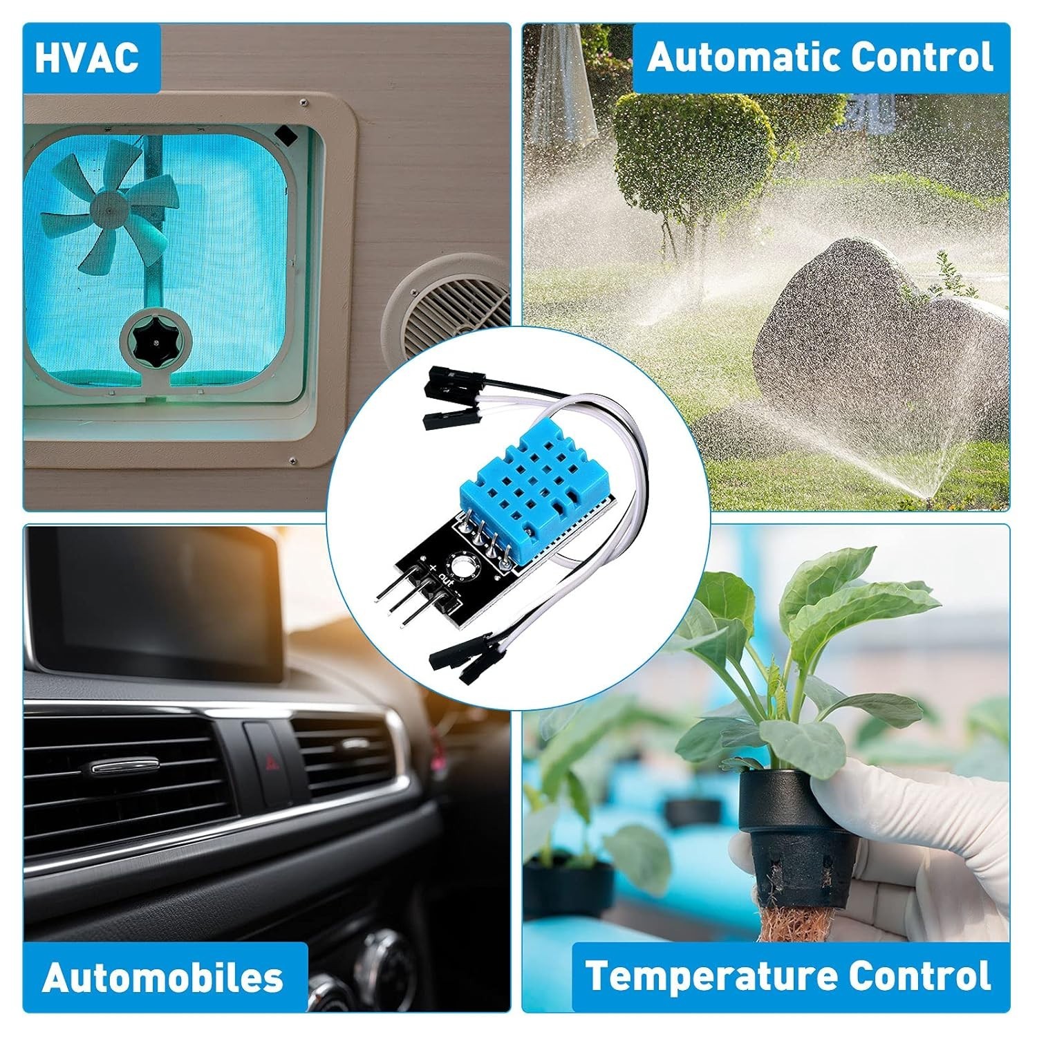 10-Pack DHT11 Temperature & Humidity Sensors - Easy Integration for Projects