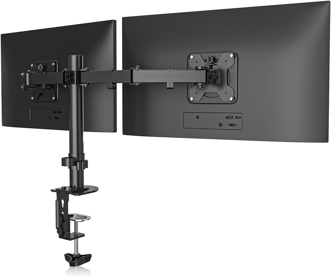 Dual Monitor Desk Mount, Adjustable Dual Monitor Arm for 2 Computer Screens up t