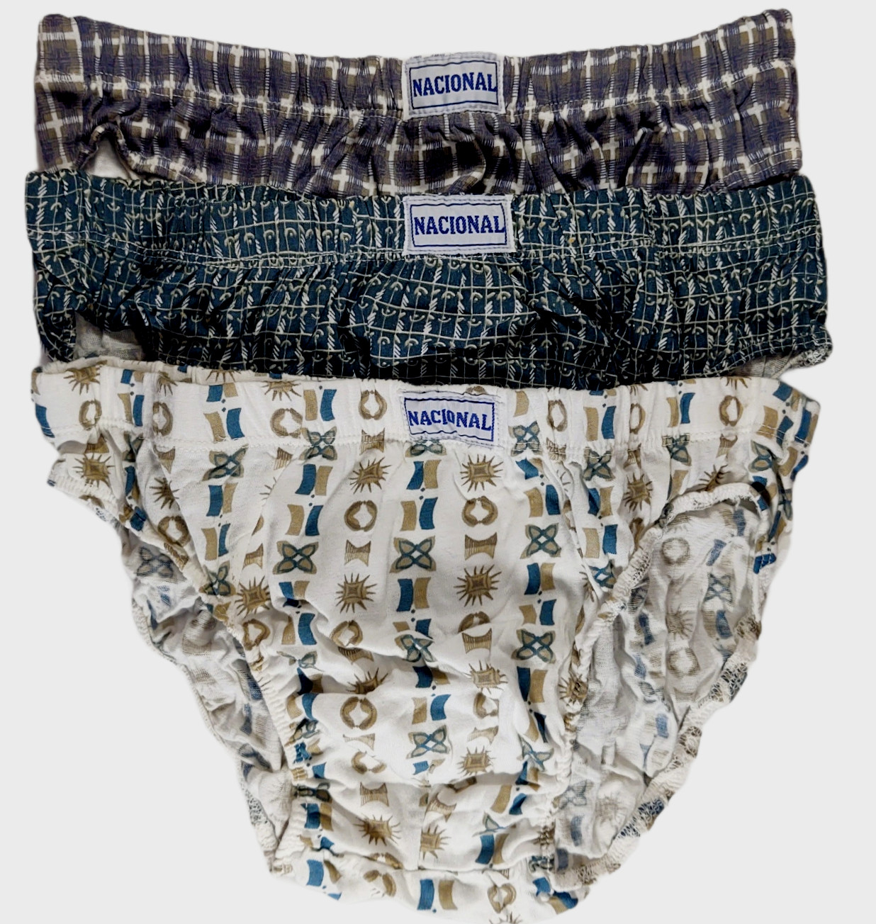 VINTAGE Nacional Mens Low Rise Briefs 3 Pack 100% Cotton Made in Spain