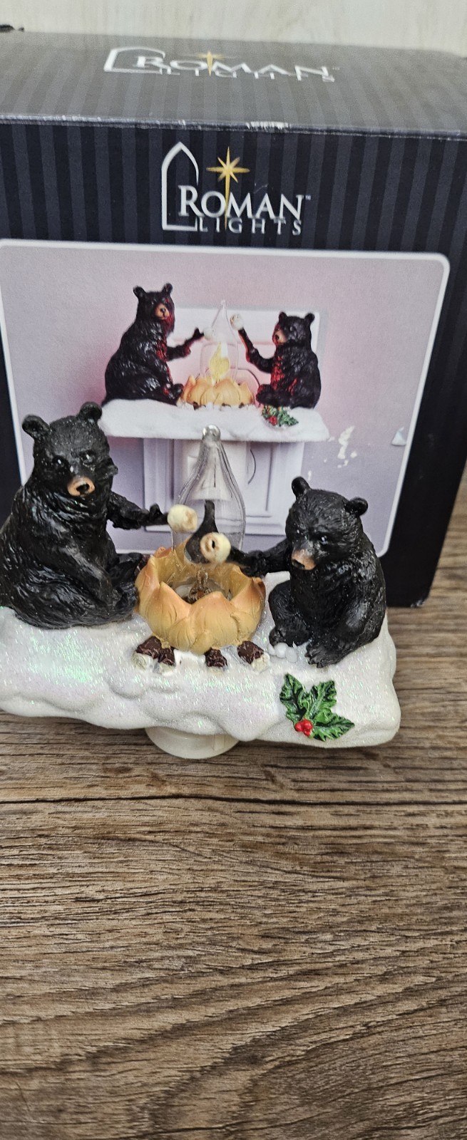 Roman Lights Campfire Black Bears Night Light
