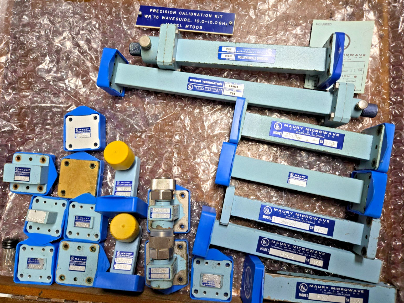 Maury WR‑75 & WRD‑750 Waveguide Cal Kit Extended Range 10‑15 & 7.5‑18 GHz + Data