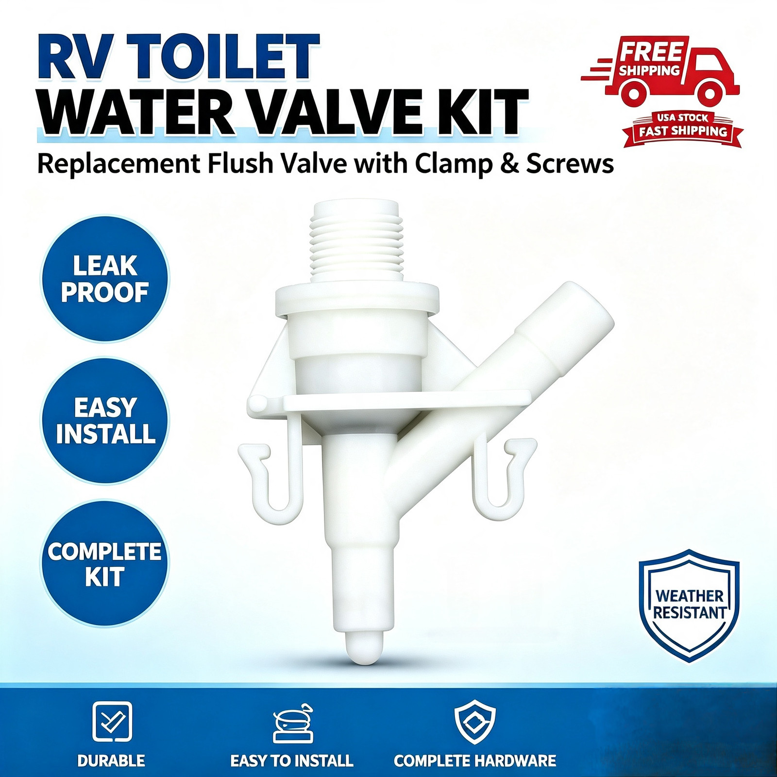 RV Water Valve With Filter RV385311641 For Camper Toilet Foot Pedal Flush