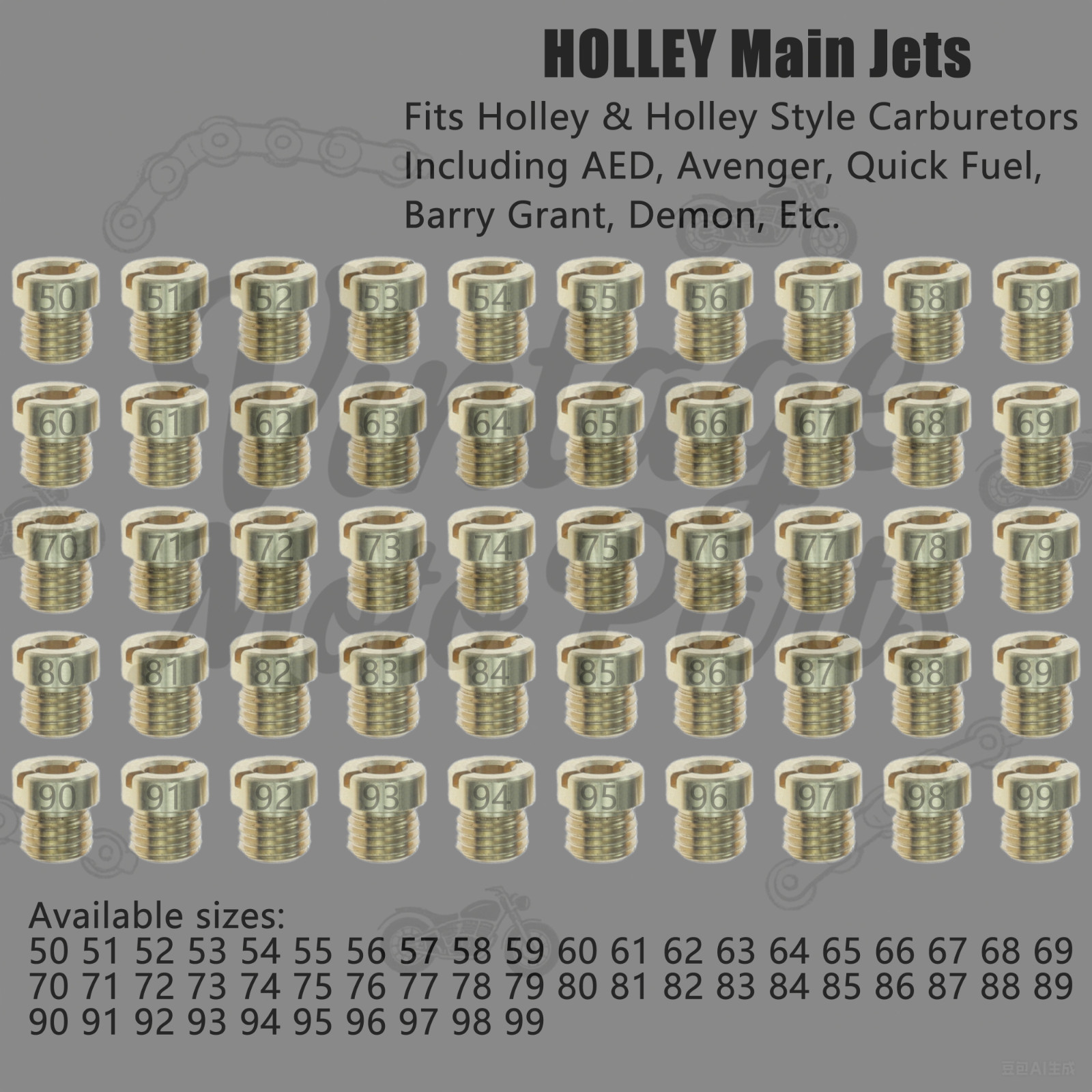 20 PACK Holley Carb MAIN JETS KIT Holly size 40-110 1/4-32 CHOOSE ANY SIZE