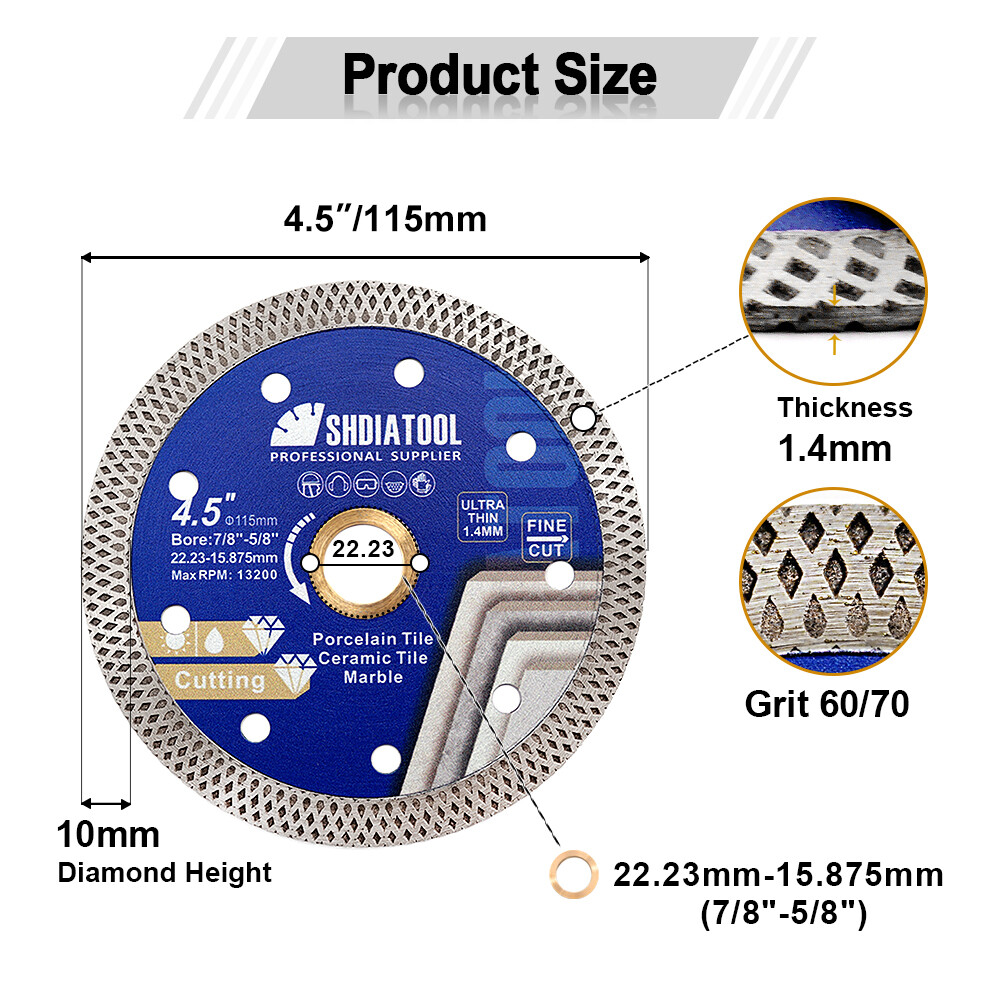 2pc Mesh Saw Blade Diamond Turbo Disc Tile Ceramic Cutting Wheel Angle Grinder