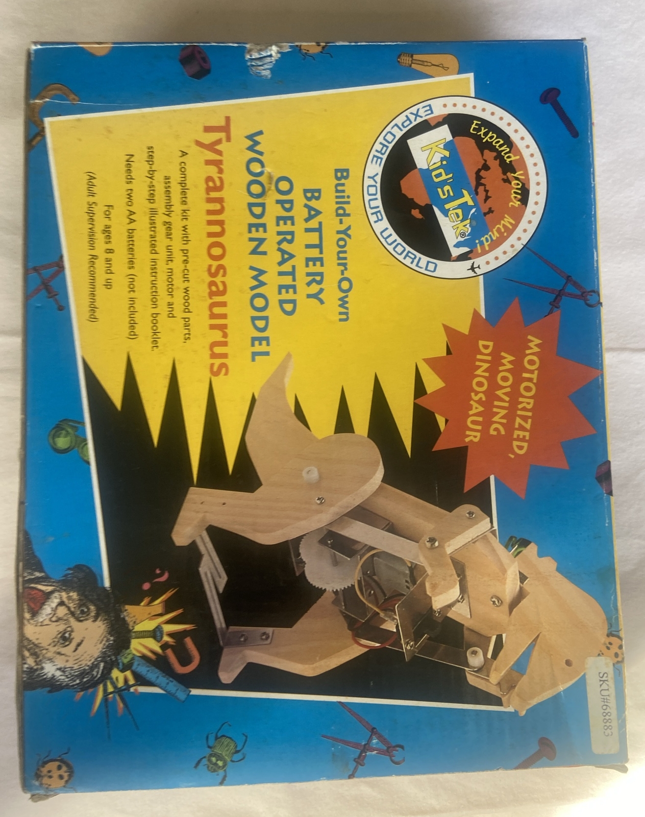 Vintage 1999 Build Your Own Model Battery Operated Wooden Tyrannosaurus Open Box