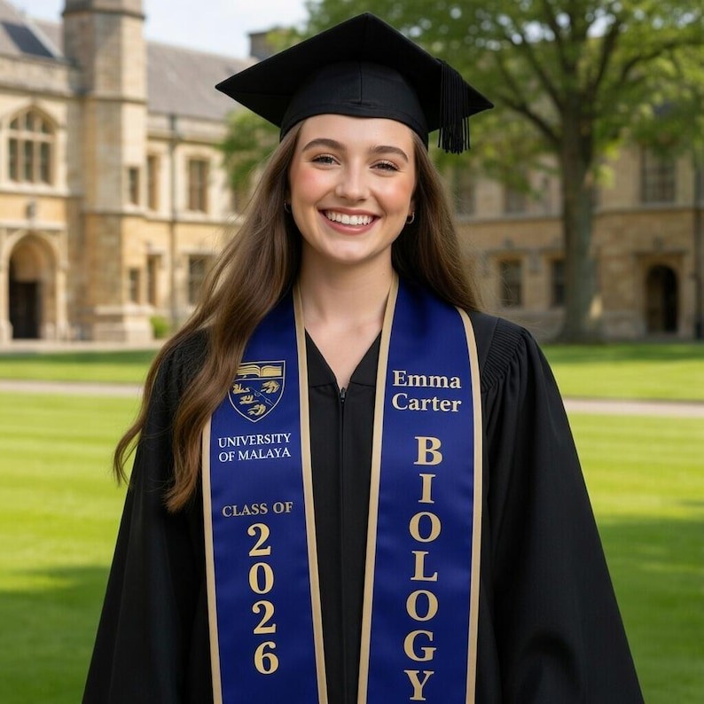 Custom Graduation Basic Stole Personalized, Satin Graduation Sash with Name Year