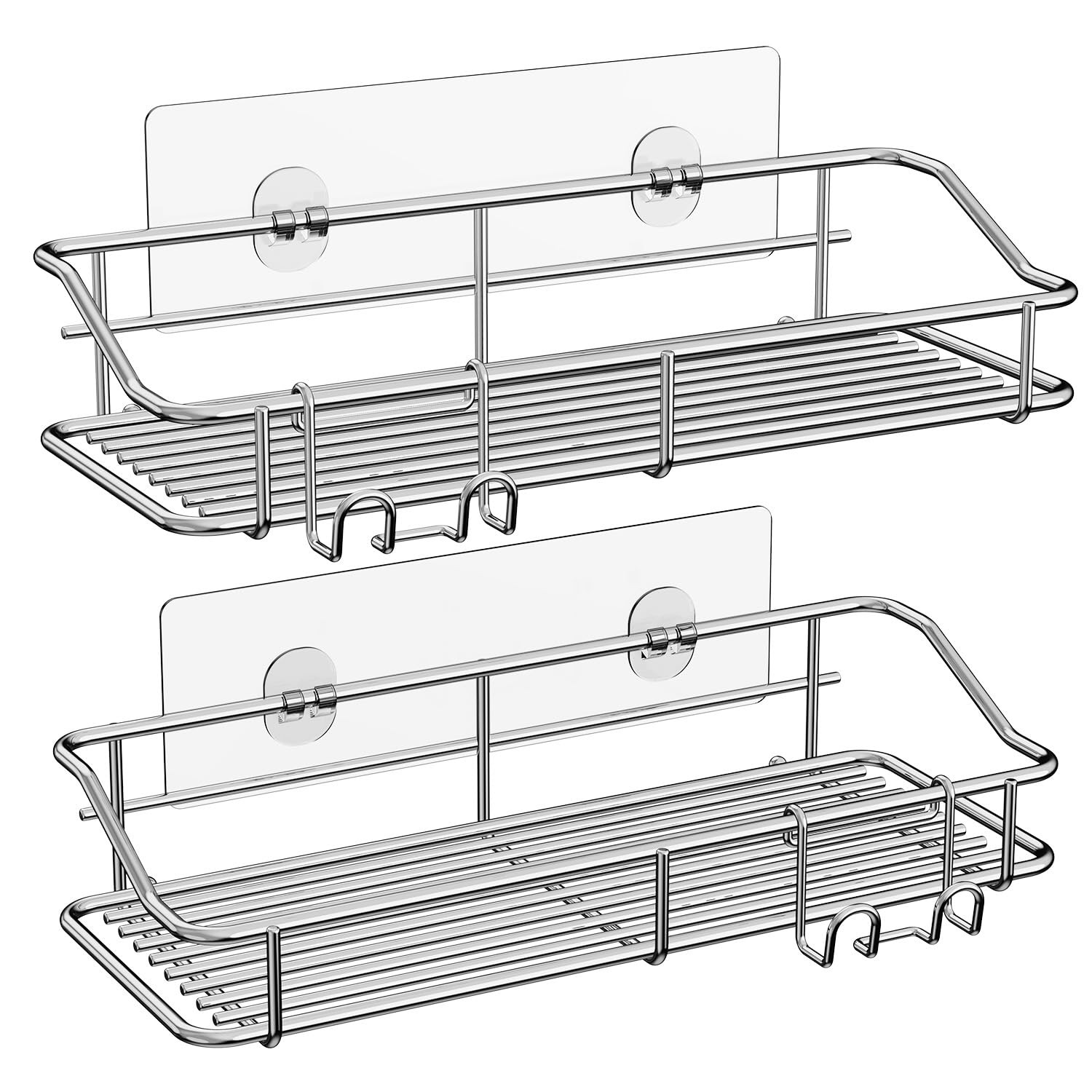 Nieifi Shower Caddy Shelf Storage Rack Adhesive Without 2 Pack, A-Silver