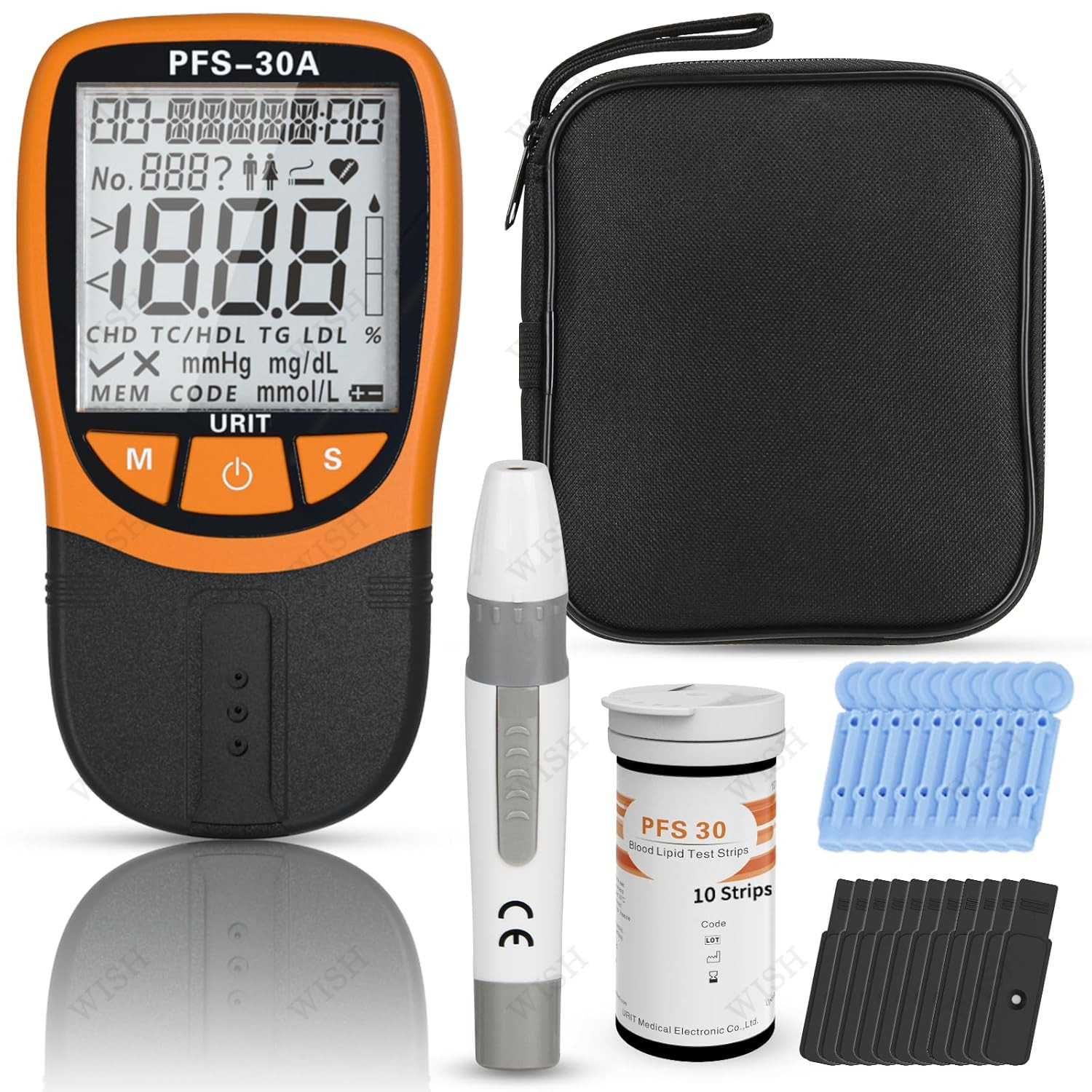 Cholesterol, triglyceride,five-item blood lipid analyzer kit (10/30 test strips)