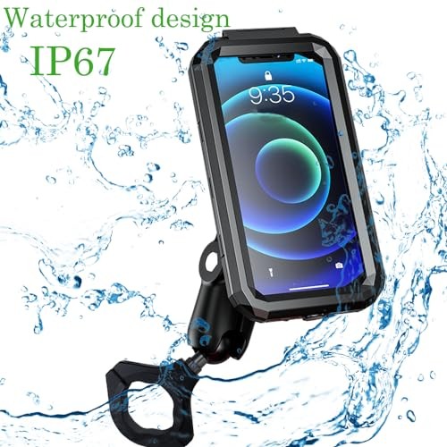 UTV Phone Mount with Waterproof Protector, 360 Degree Adjustable Holder,