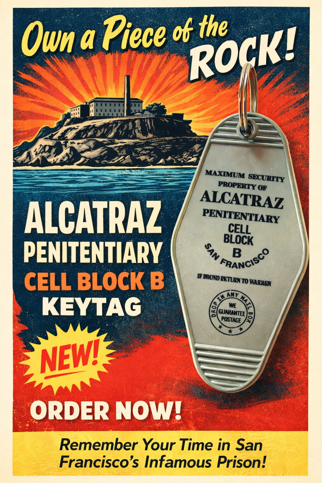 Alcatraz Prison Inspired Key Tag.