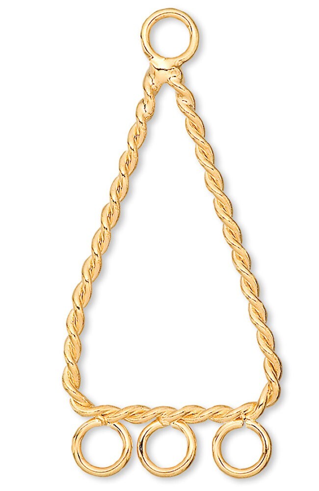 10 Gold Plated Brass 23x14mm Twisted Triangle Chandelier Earring Connectors *