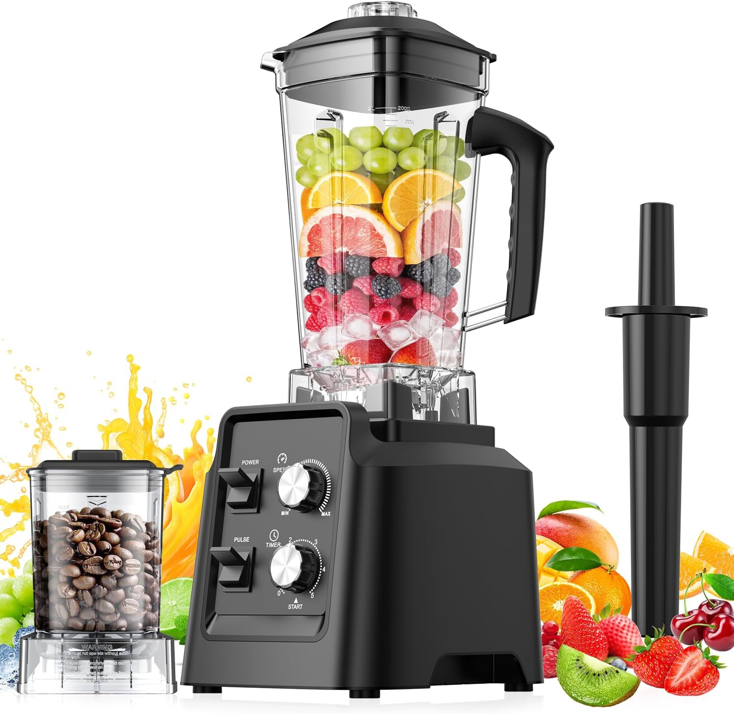 1800W Professional Blender with Grinder 68oz 20oz Jars Smoothie Ice Crusher