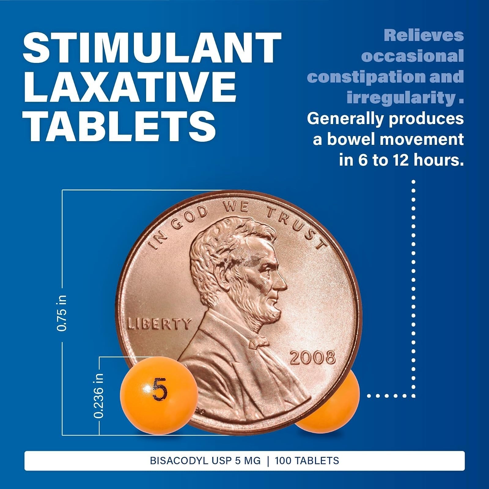MAJOR Bisacodyl 5mg Laxative Tablets for Constipation Relief 100 Count