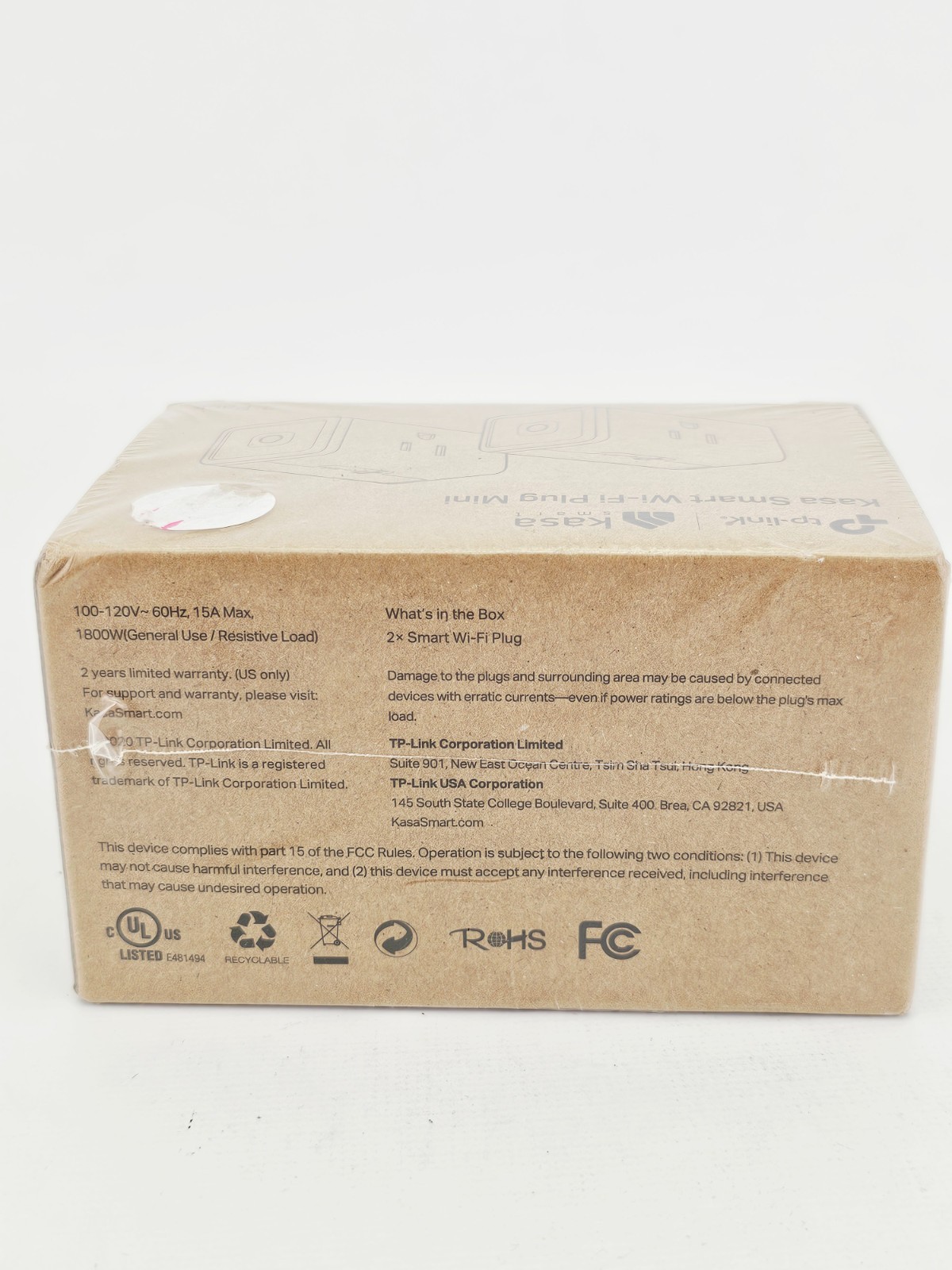 Tp Link HS103P2 Kasa Smart Wi Fi Plug Mini 2-Pack White Sealed