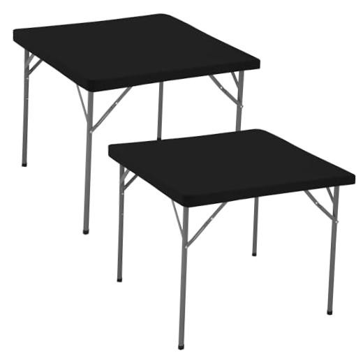 Square Fitted Tablecloth 34x34 Inch-2 Pack Black Card Elastic Spandex Table