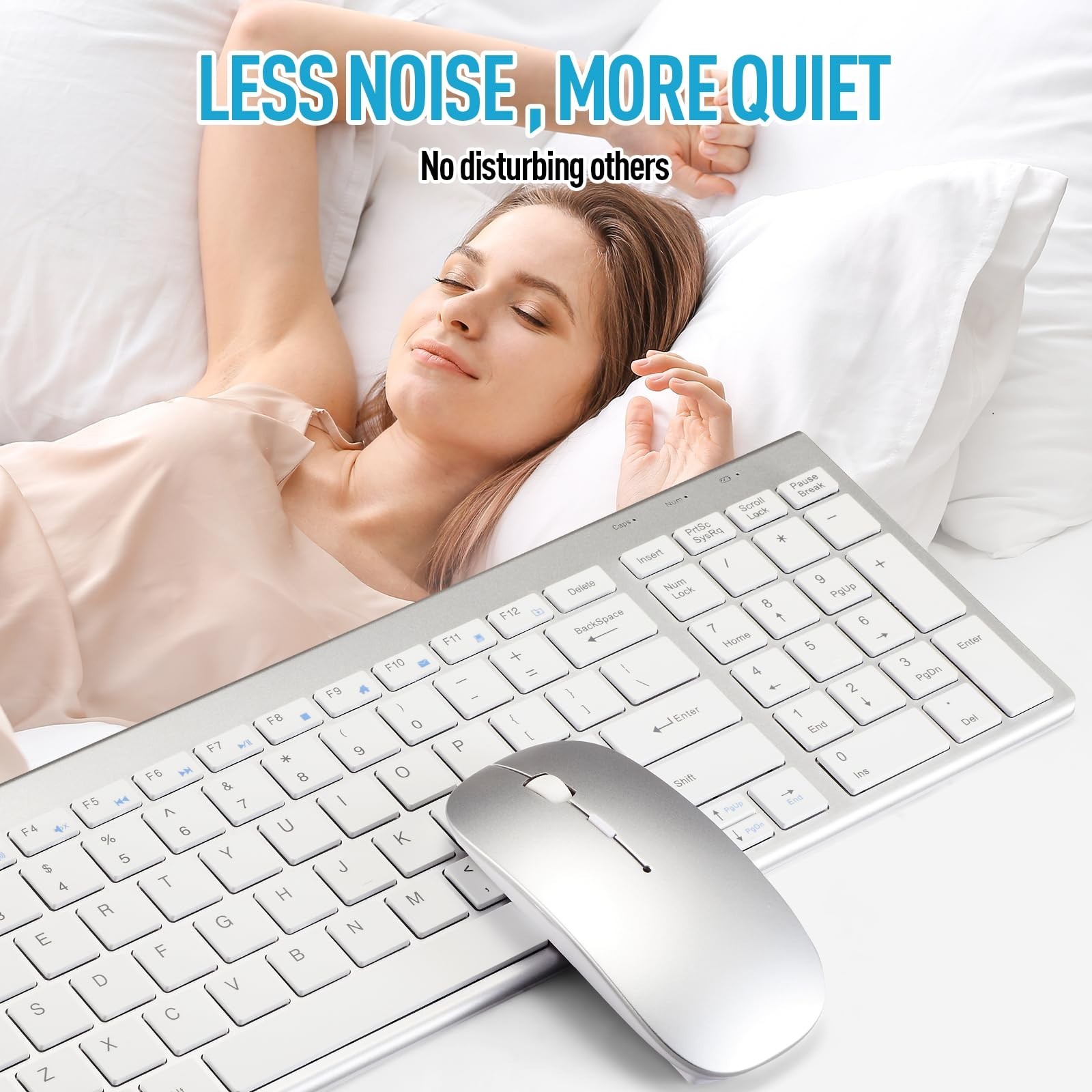 Wireless Keyboard and Mouse Combo, Compact Quiet Wireless Keyboard and Mouse ...