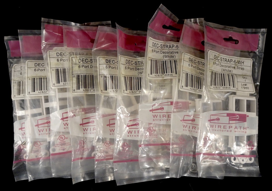 9 Piece Lot Of Wirepath 6-Port Decorative Straps, White, DEC-STRAP-6-WH, New