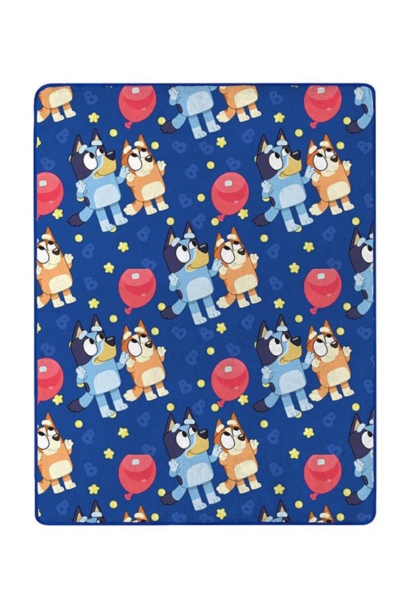 Bluey And Bingo Balloon Throw Blanket NEW Silk Soft Touch 46” X 60” NWT