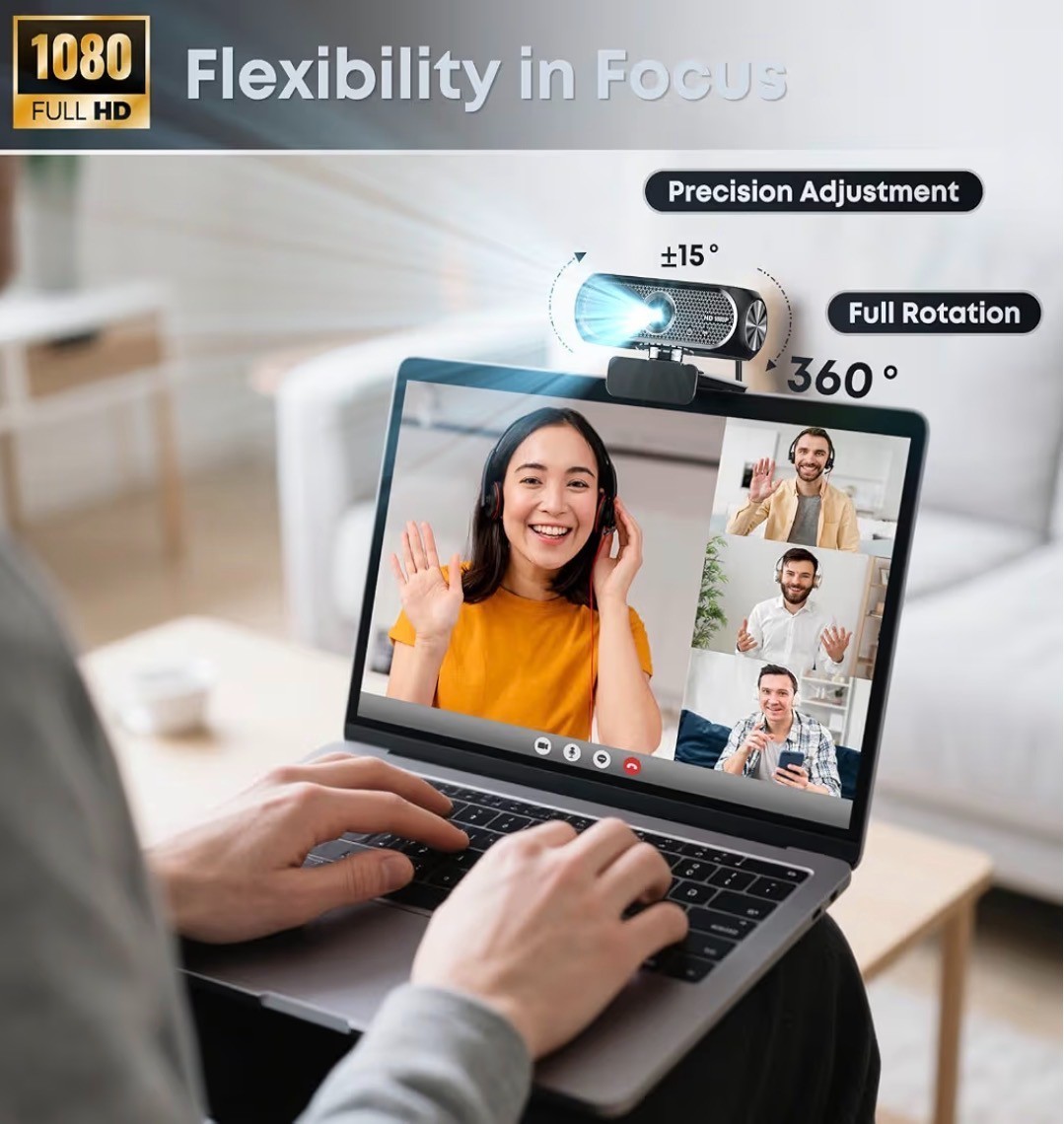 Web Cam Full HD, Auto Focus, Wide View (Black)