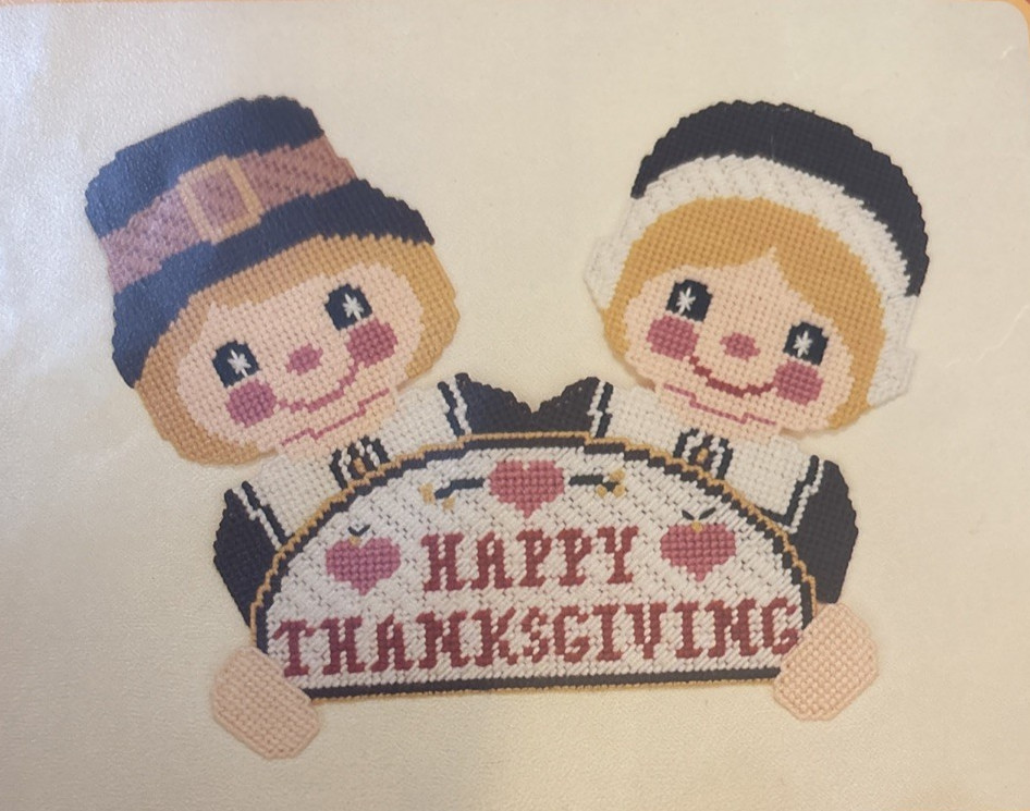 Vtg Rare J & L Craft Designs, Inc. HAPPY THANKSGIVING Needlepoint 1988 Pattern
