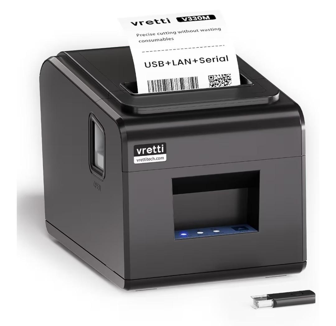 VRETTI V330M Direct Thermal Receipt Printer USB Serial Lan Port Black