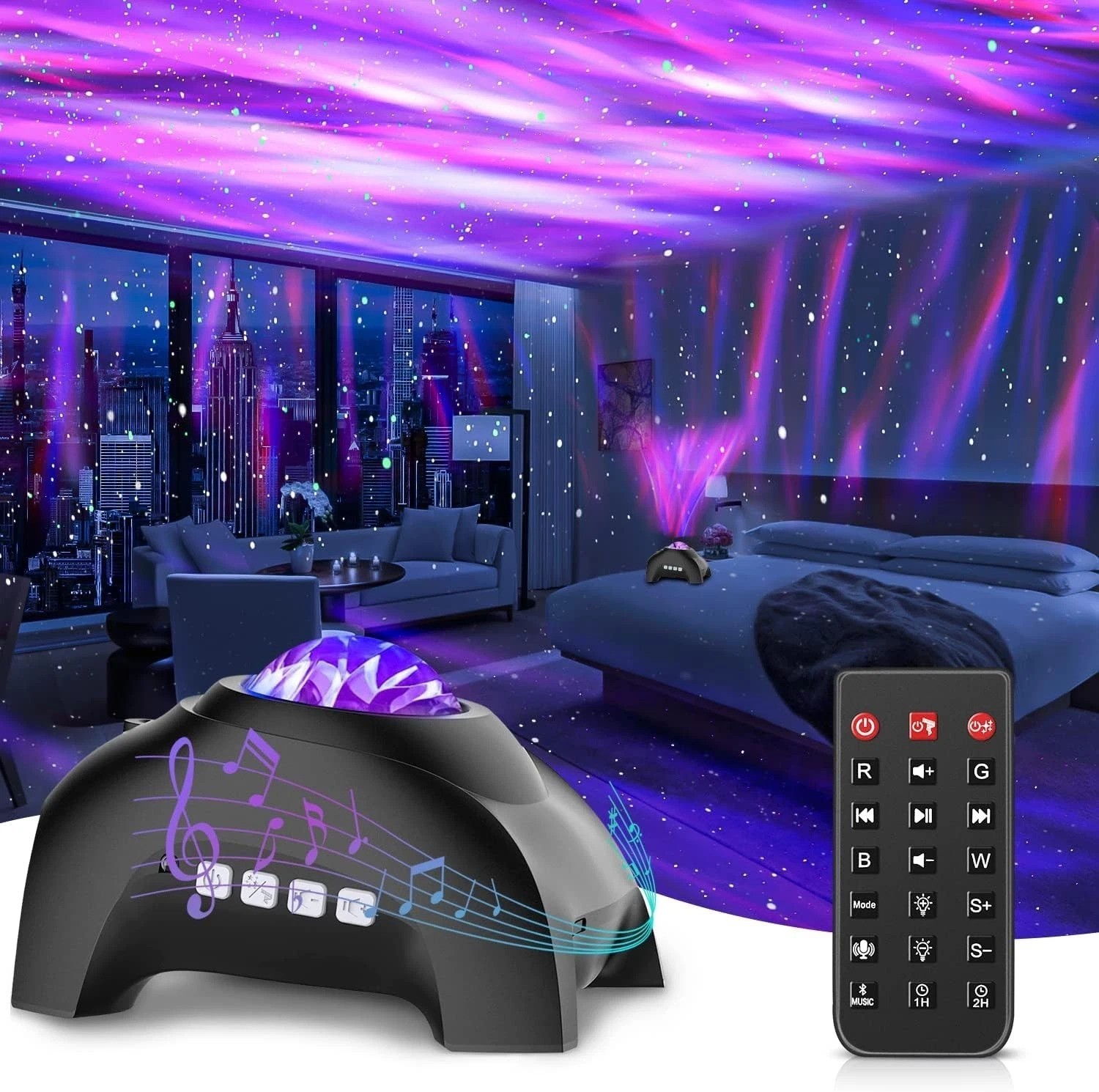 Dynamic Starry Sky Projector with Bluetooth & 33 Lighting Effects for Home Décor