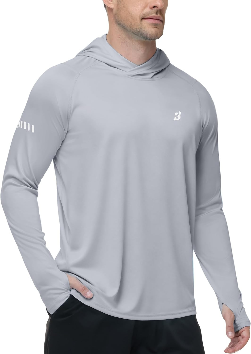 Mens UPF 50+ Sun Protection Hoodie, UV Long Sleeve Fishing Shirts, Lightweight S