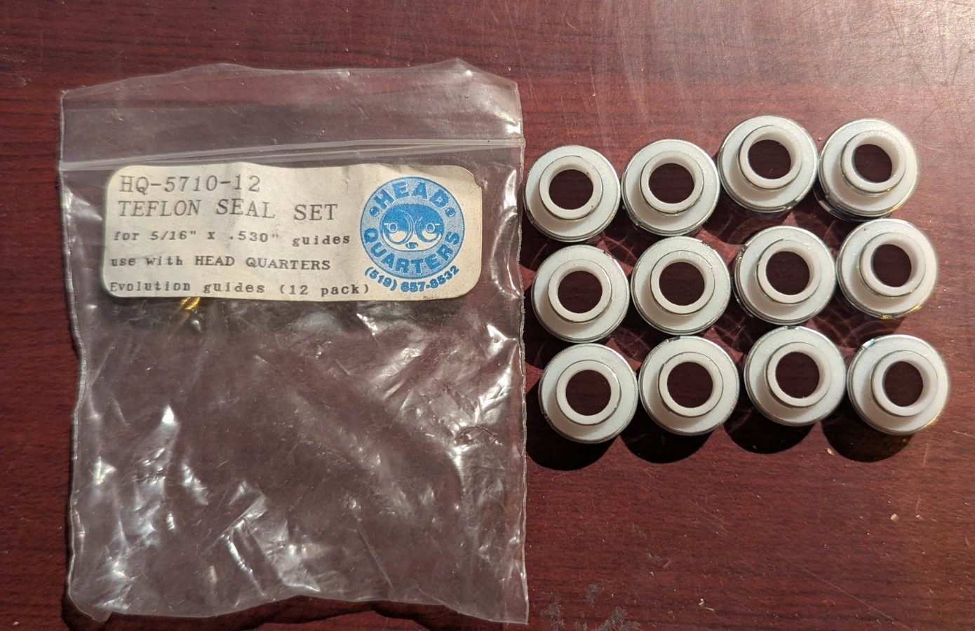 Pack of (12) Head Quarters Teflon Valve Seals HQ-5710-12 For 5/16" x .530" Guide