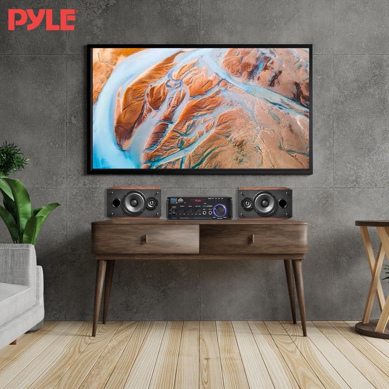 Pyle 200W Stereo Power Amplifier with Bluetooth Dual Channel Audio Receiver