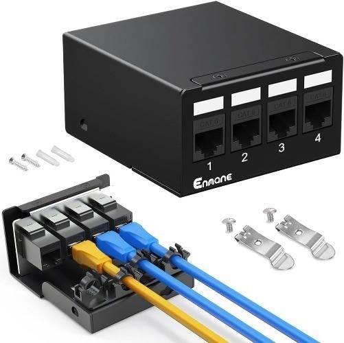 4 Port CAT6 Keystone Patch Panel UTP Network Panel Home Office 1U 4Port EC