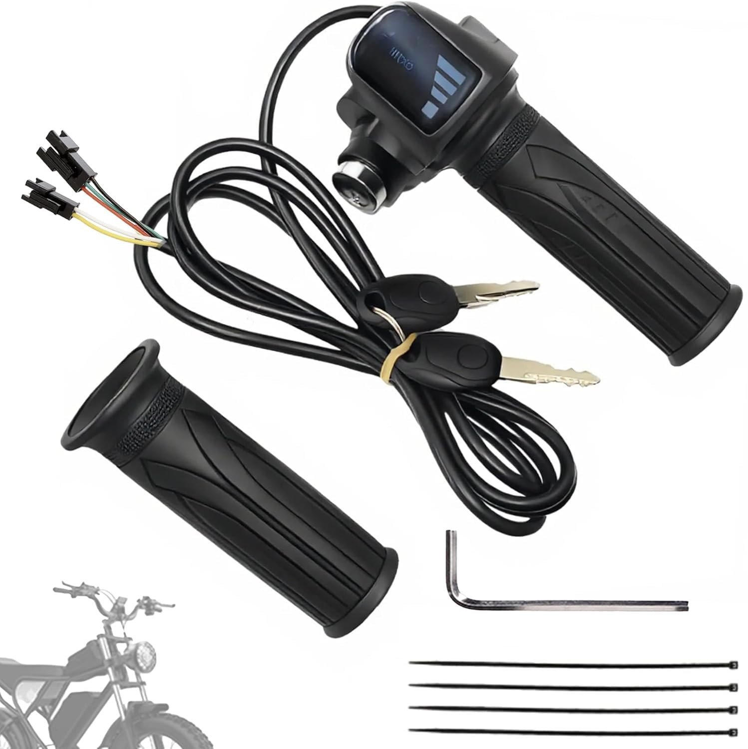 Universal Electric Bike Throttle Grip with LCD Display and Key Lock, 48V