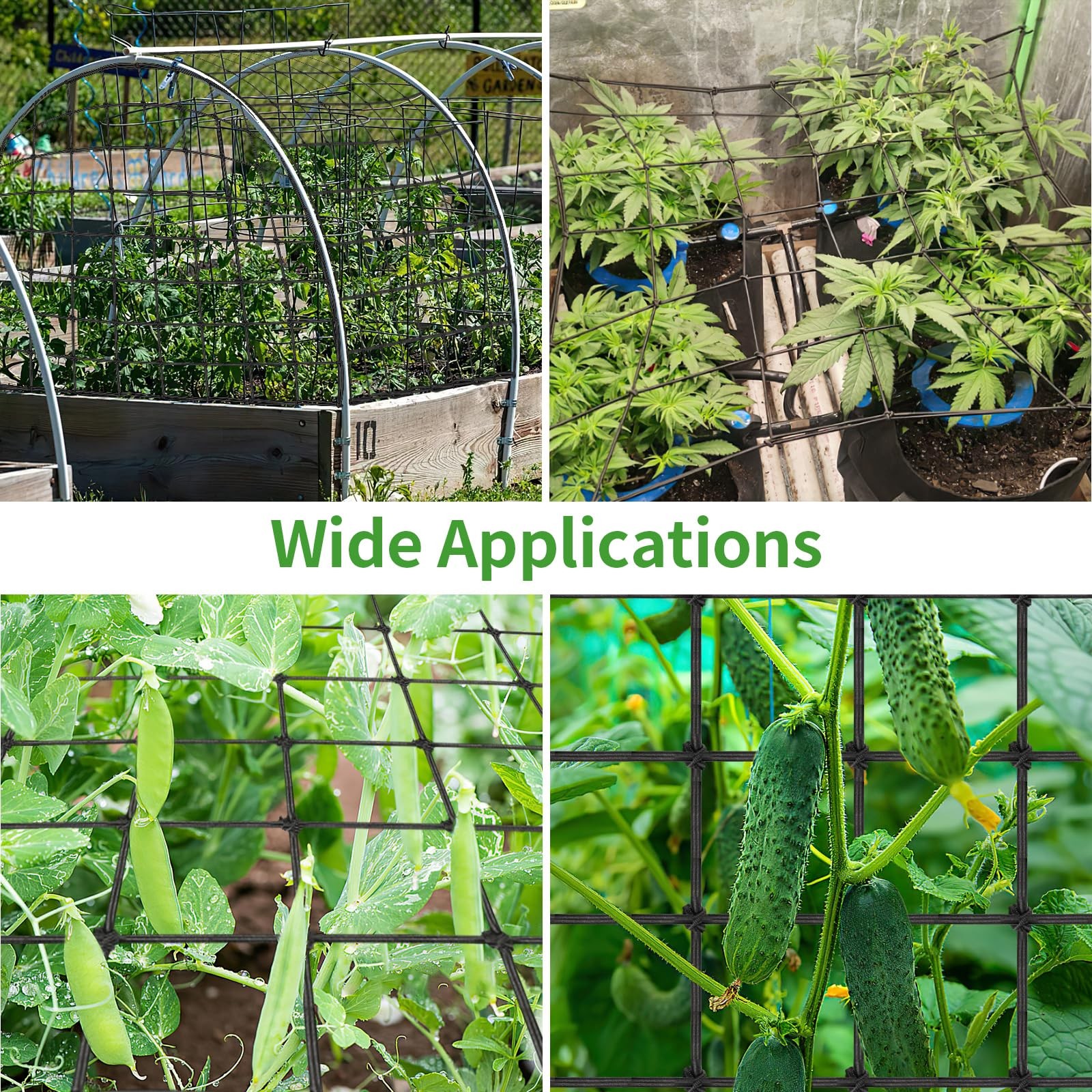 Trellis Netting, 2 Pack Scrog Nets with 8 Hooks, 4x4 Net 4×4ft-2pcs
