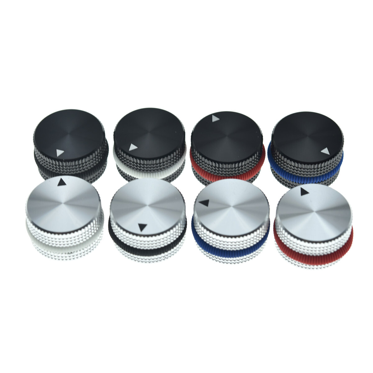 4pcs 25mm Metal Guitar/Bass/AMPS Pot Knobs 1/4" Control Knobs with Rubber o-ring