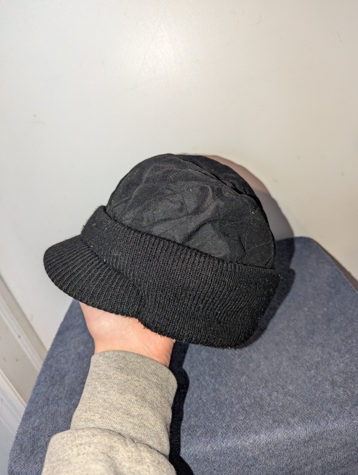 Vintage The North Face Visor Beanie Hat Womens One Size Black Cap Quilted
