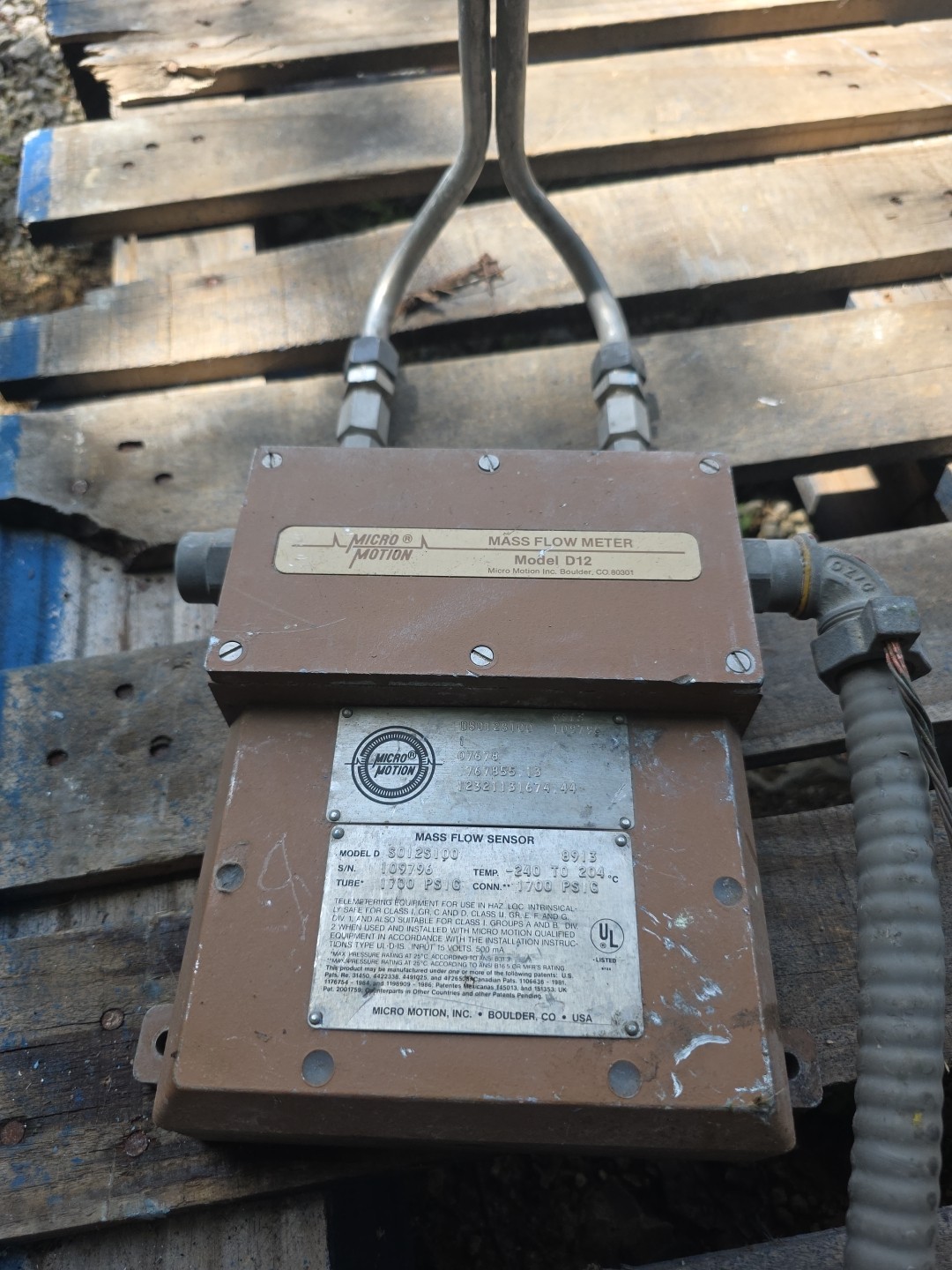 MicroMotion Mass Flow Sensor DS012S100