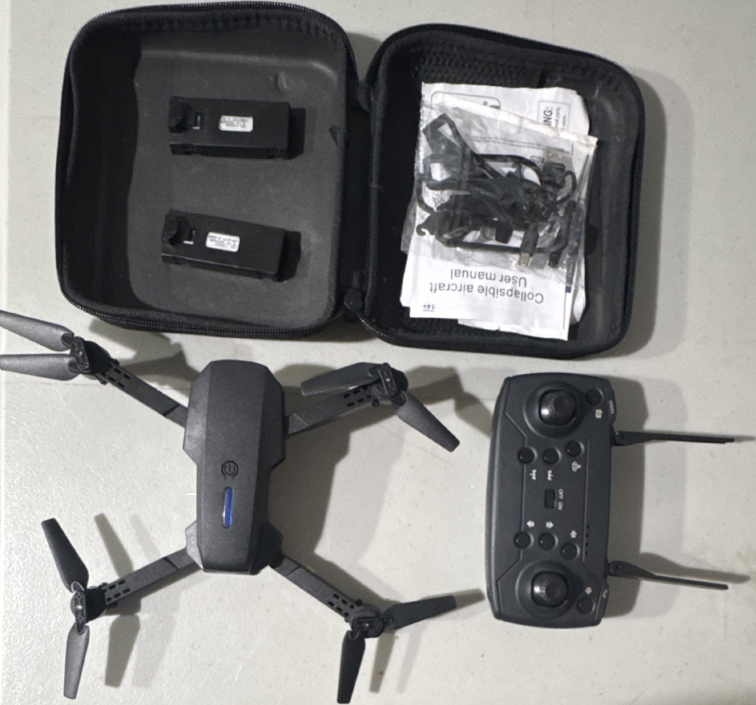 Foldable Quadcopter Drone Ready to Fly w/ Remote, 2 Batteries, Case