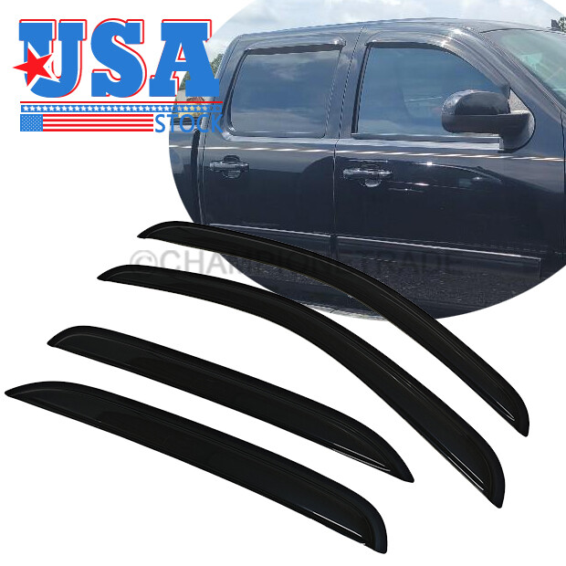 Outside Mount Window Visors Sun Shade Rain Guards for Silverado Crew Cab 2007-13