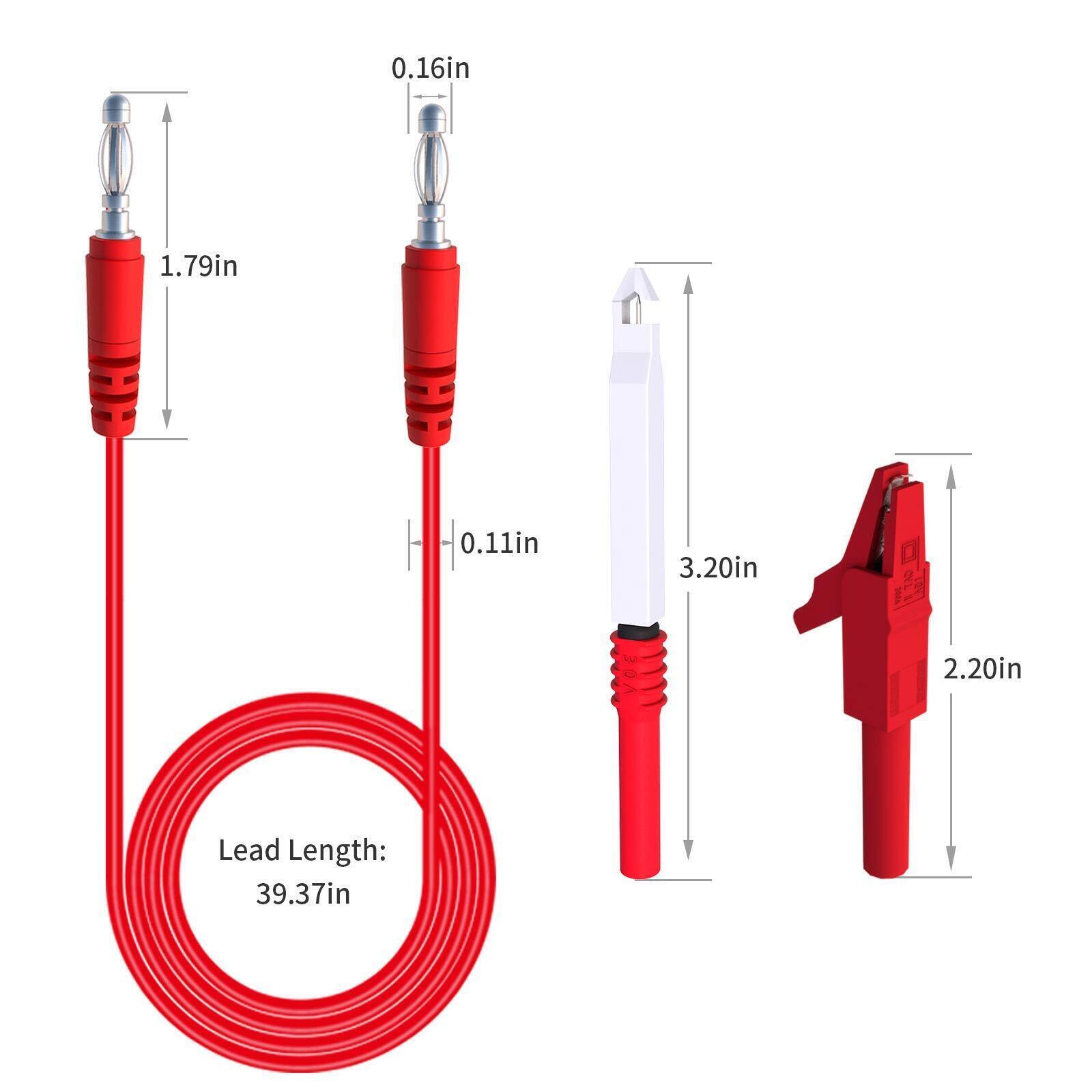 15x 4mm Banana To Banana Plug Test Leads Kit Wire Piercing Probes Alligator Clip