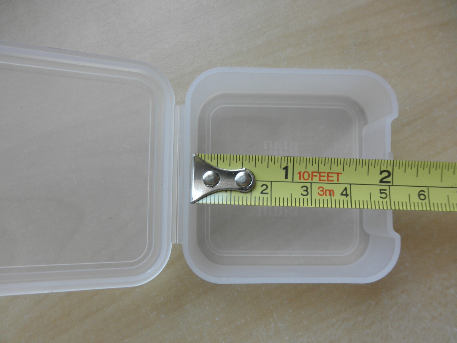 Small Clear Plastic Storage Container Box with Hinged Lid & lock tab. 2"x2"x.75