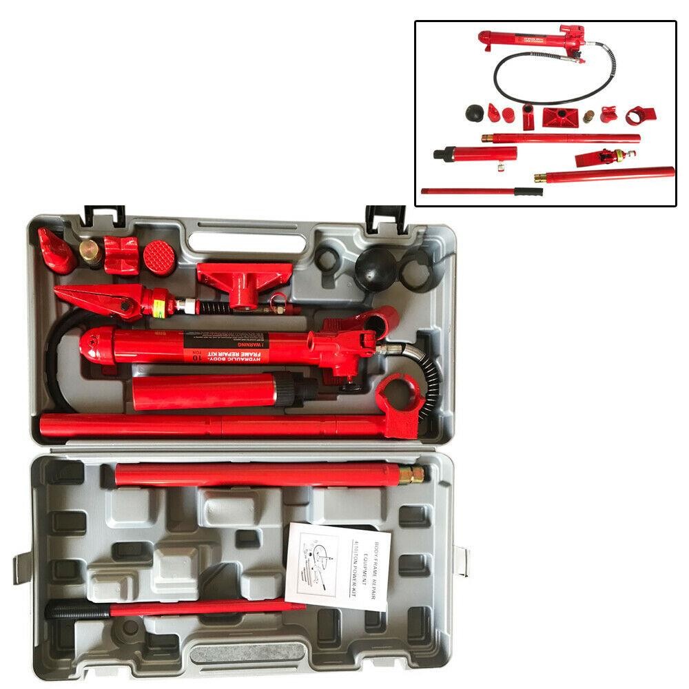 10 Ton Porta Power Hydraulic Jack Shop Body Frame Repair Tool Kit Red