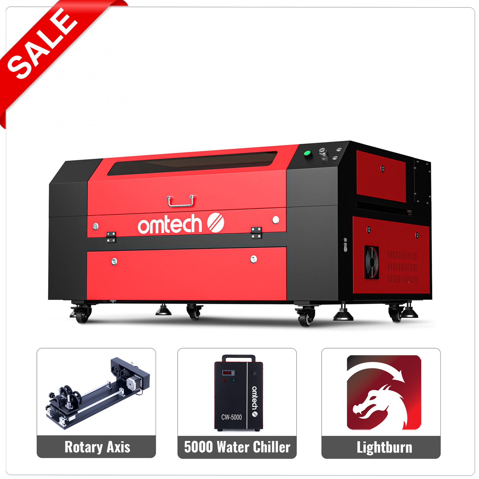 OMTech 20x28 in. 60W CO2 Laser Engraver Cutter with Premium Accessories Combo C