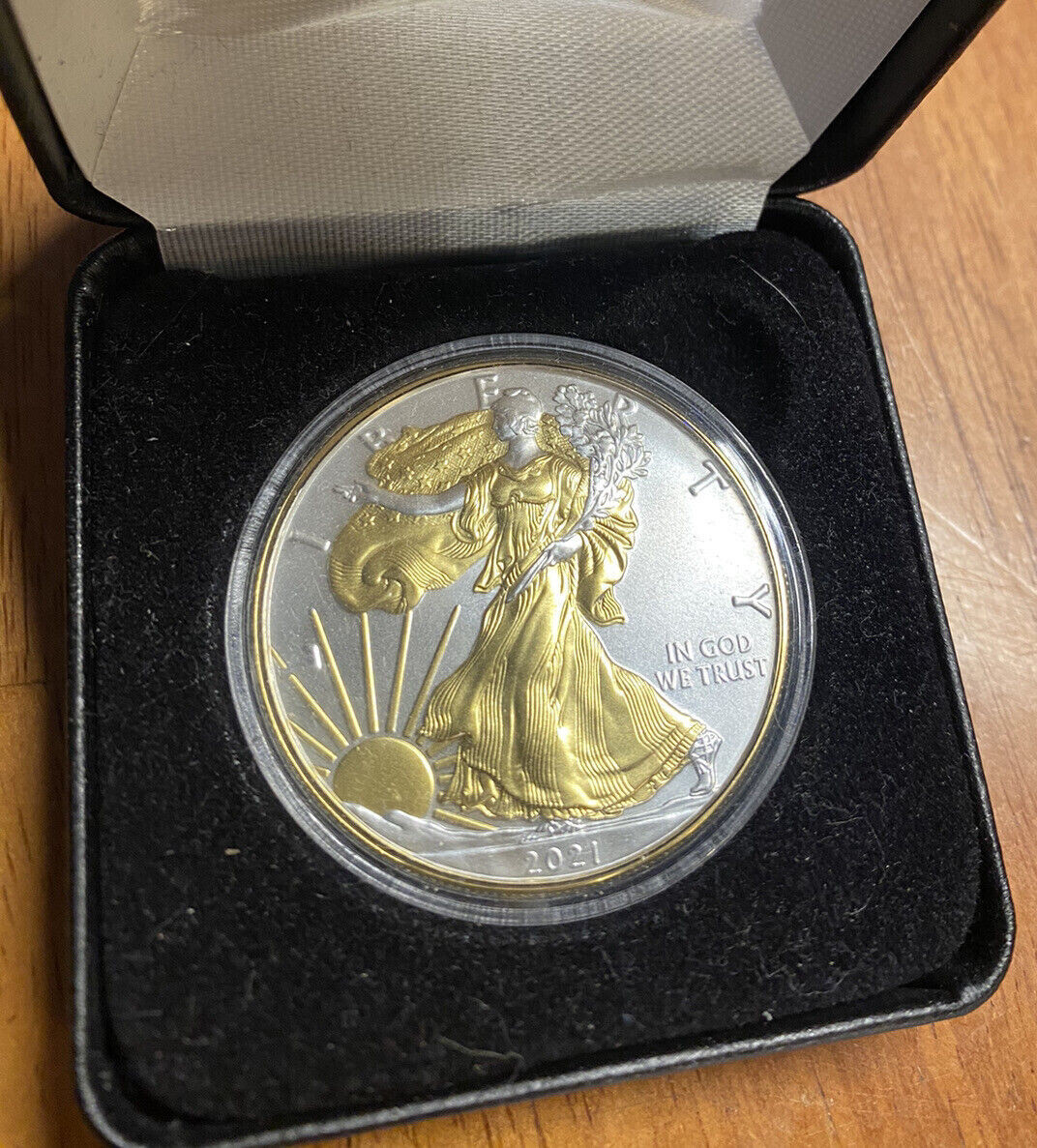 2021 - American Silver Eagle - 24K Gold Gilded - Just Beautiful, Double Sided :