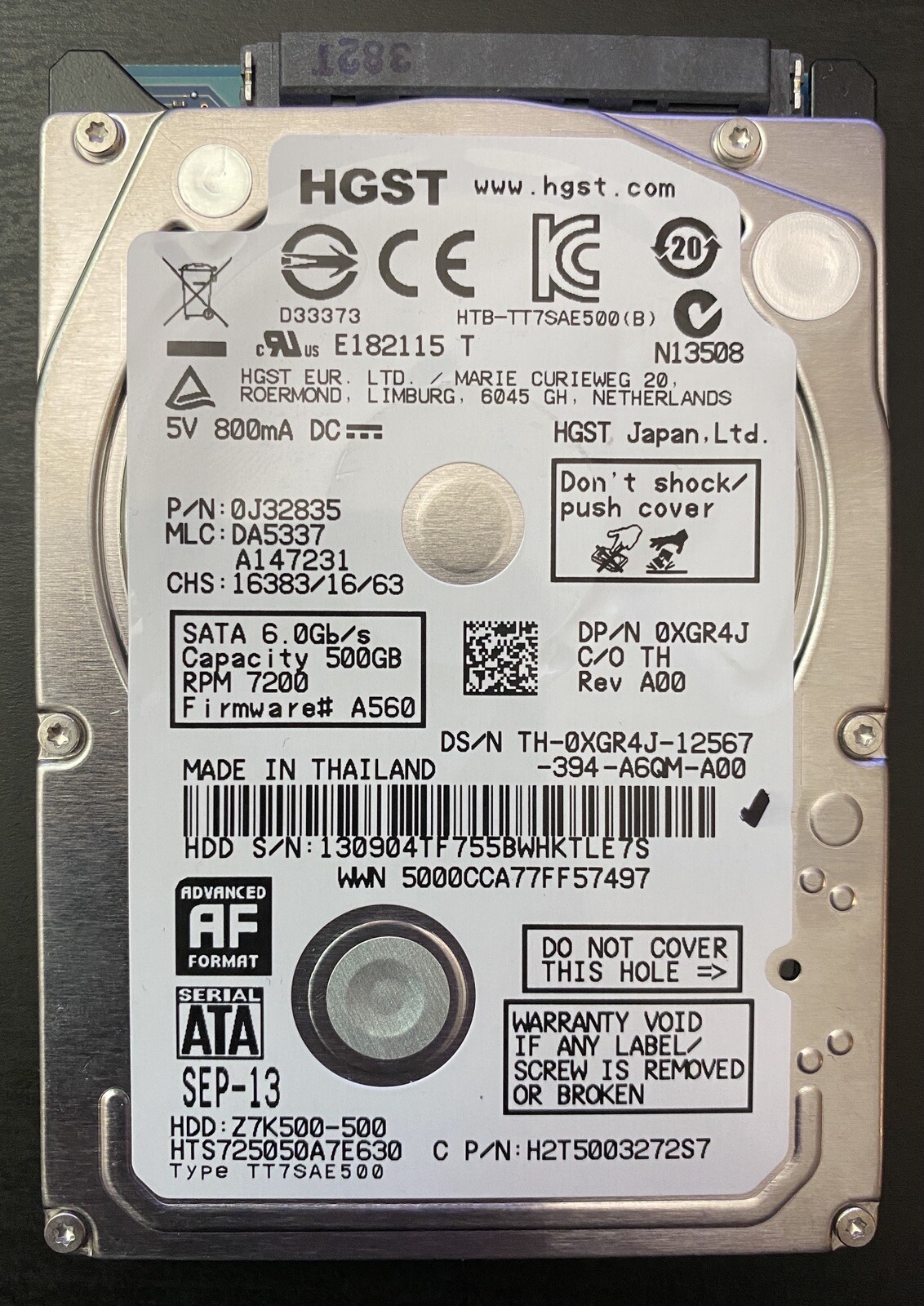XBOX ONE SLIM S INTERNAL HARD DISK DRIVE Hitachi HGST 500GB REPLACEMENT SATA